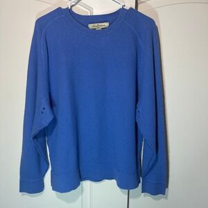 Tommy Bahama Mens XL Blue‎ Cotton Cashmere Blend Waffle Knit Crew Neck Sweater